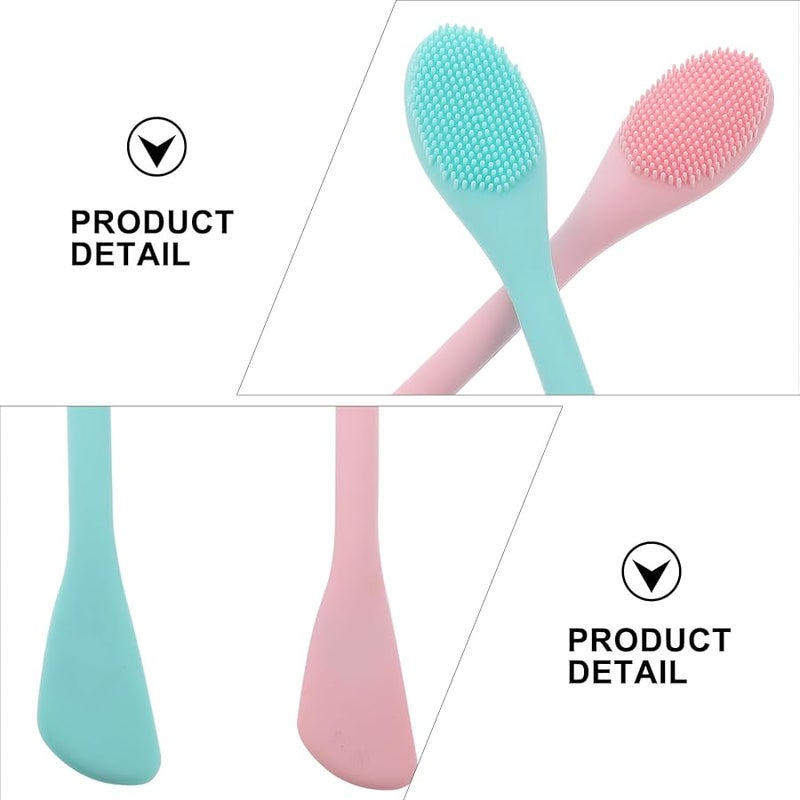 2Pcs Manual Silicone Facial Cleansing Brush Dual Head for Sensitive Skin Gentle Exfoliation - Image 3